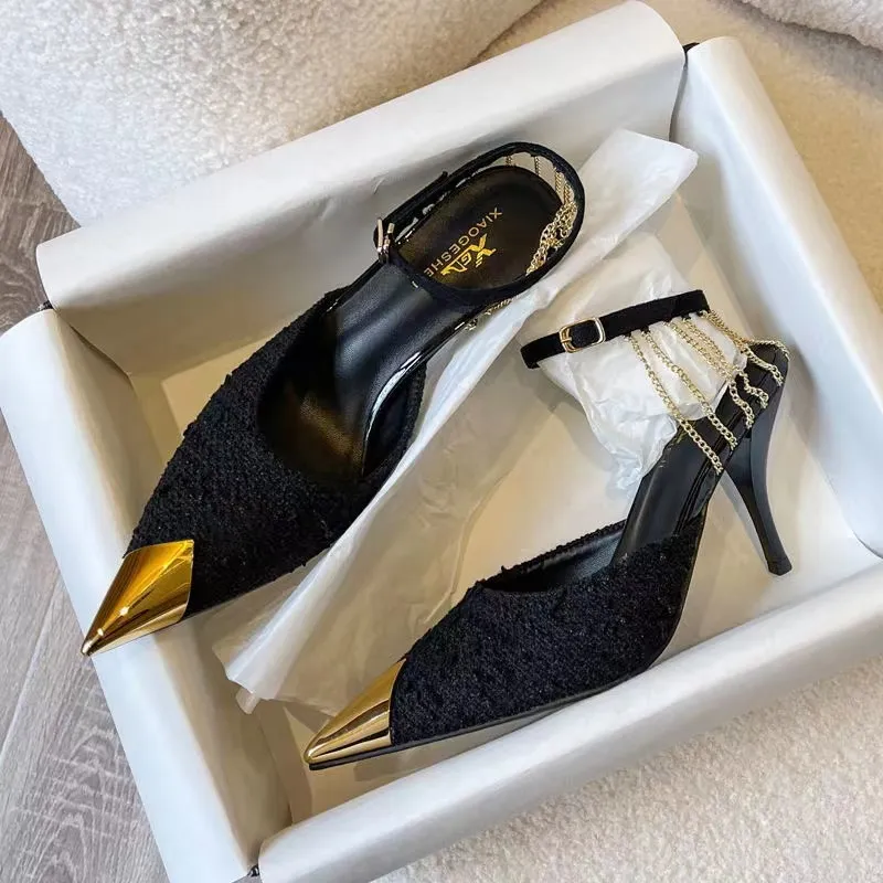 2022 SANDALIAS DE TACóN ALTO PARA MUJER, PIEL DE OVEJA DE CRISTAL, TACONES ALTOS, SANDALIA CON PUNTA EN PICO, 3540