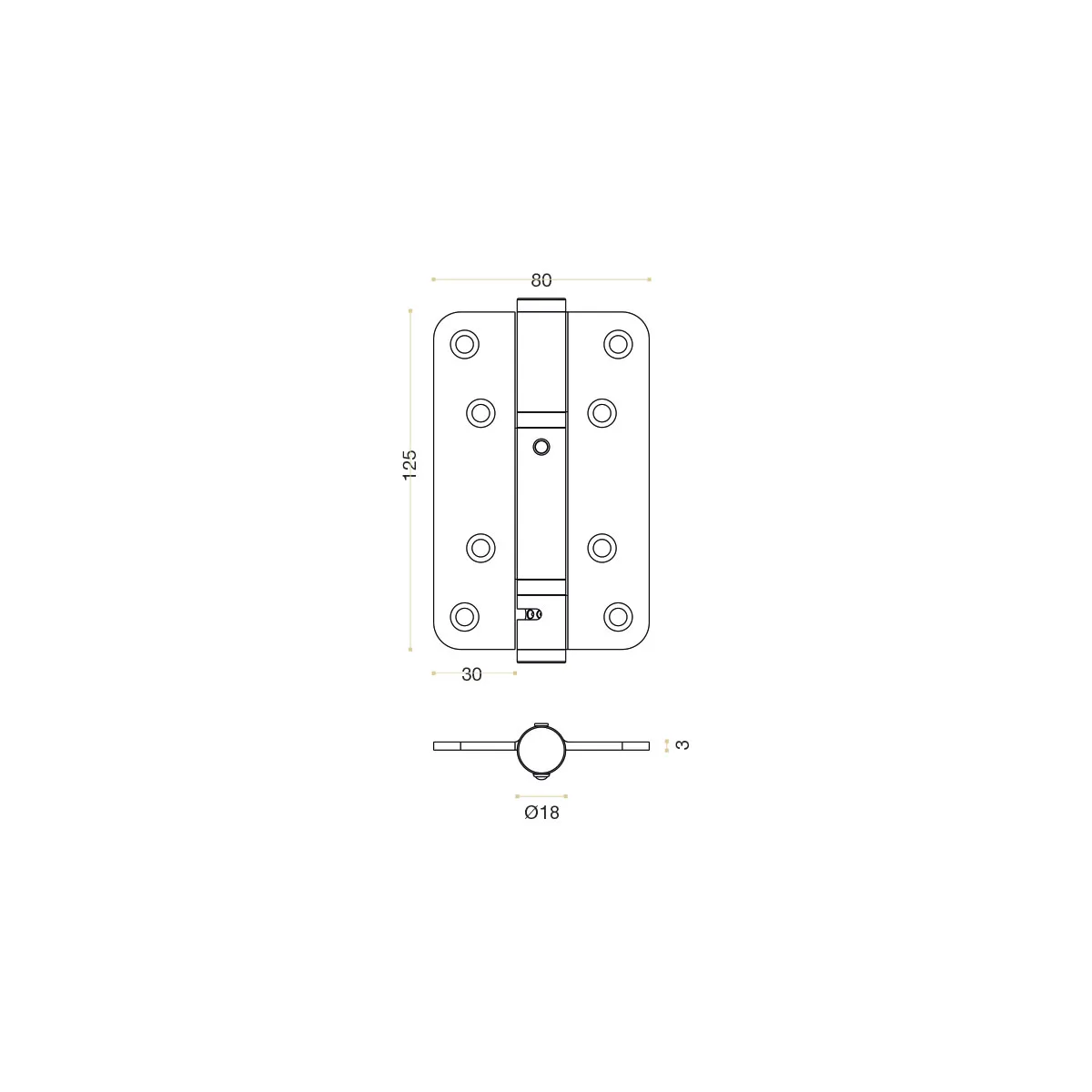 A12580  BISAGRA CON MUELLE Y RETENCIóN A 90º