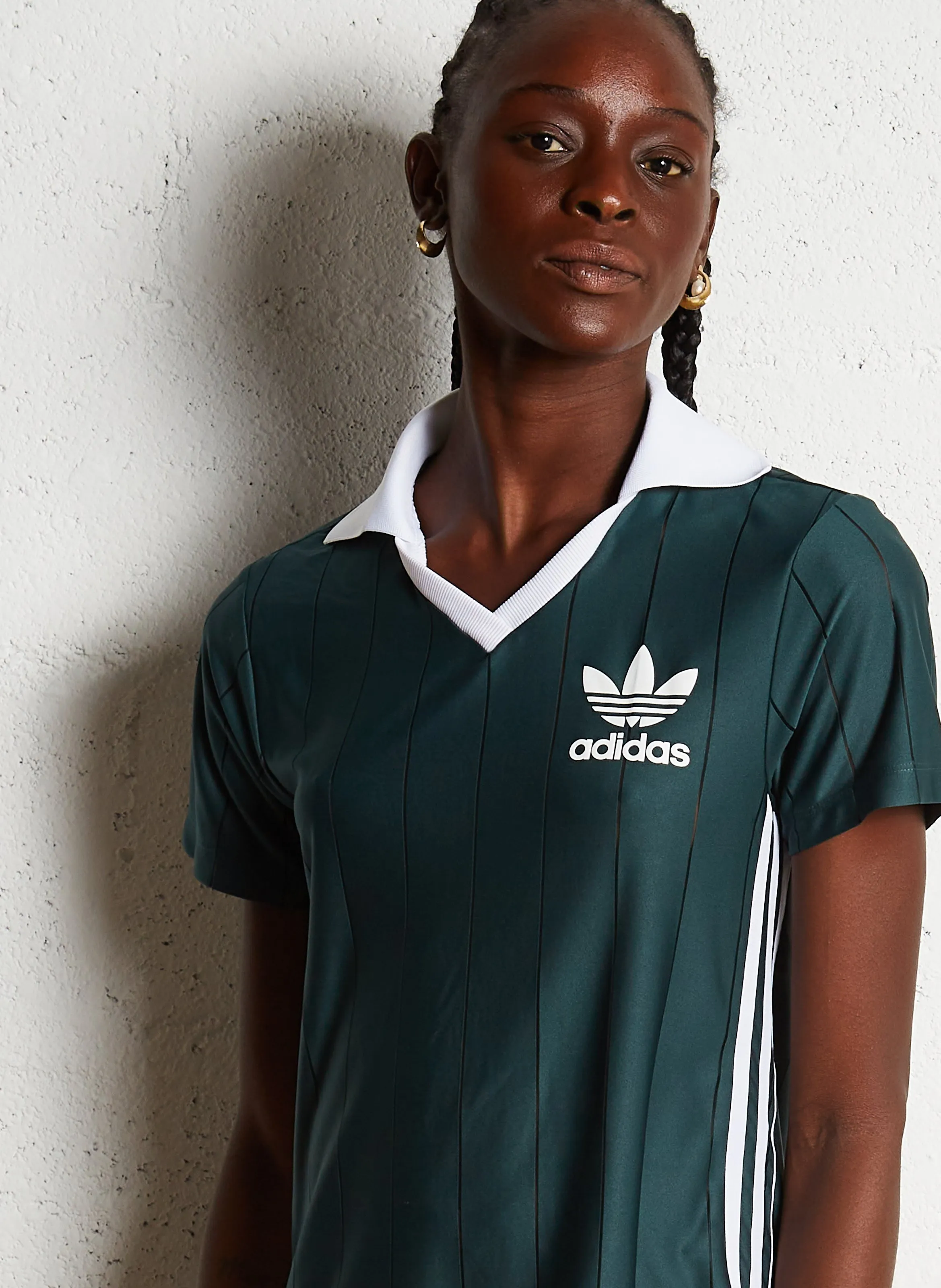 ADIDAS Vestido corto de rayas en verde