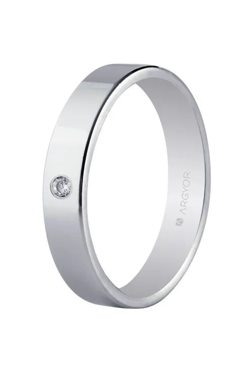 Alianza de oro con diamante, ancho de 4mm Argyor 554B1002