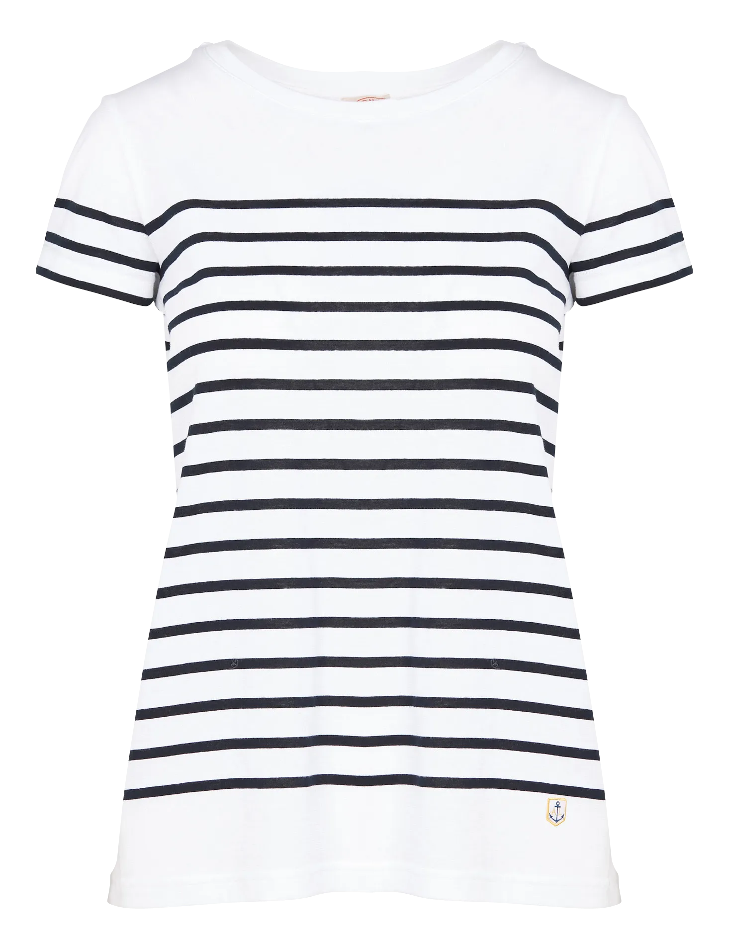 ARMOR LUX Marinera de algodón con cuello redondo en blanco