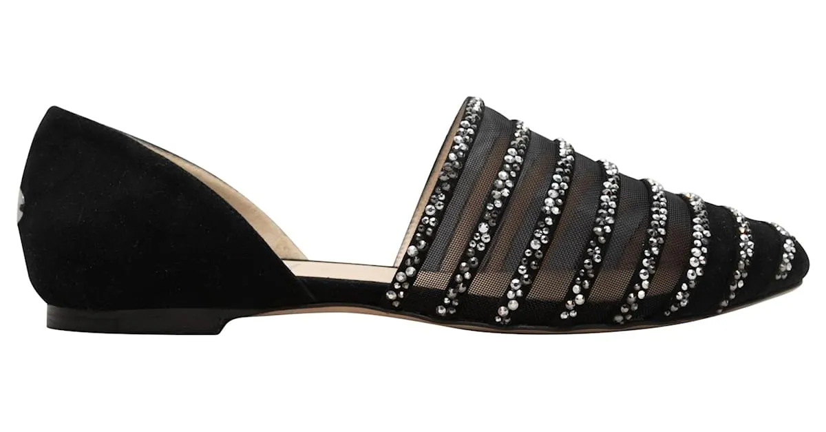Bailarinas d'Orsay de malla y strass Jimmy Choo negras talla 37,5 Negro 