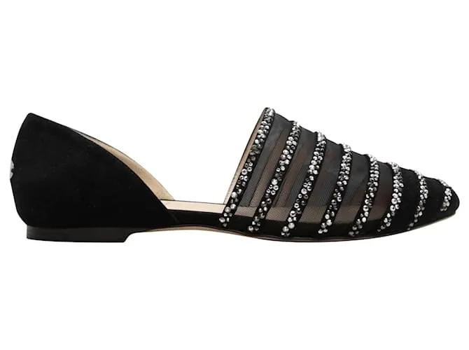 Bailarinas d'Orsay de malla y strass Jimmy Choo negras talla 37,5 Negro 