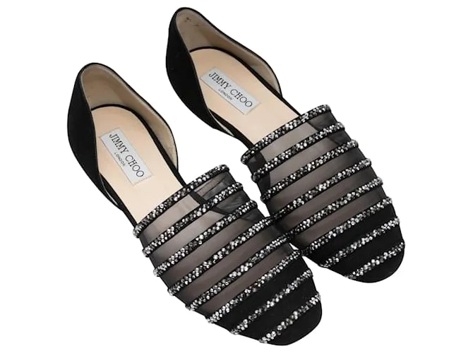 Bailarinas d'Orsay de malla y strass Jimmy Choo negras talla 37,5 Negro 