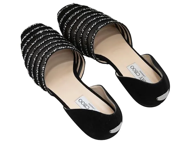 Bailarinas d'Orsay de malla y strass Jimmy Choo negras talla 37,5 Negro 