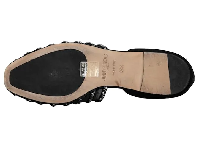 Bailarinas d'Orsay de malla y strass Jimmy Choo negras talla 37,5 Negro 