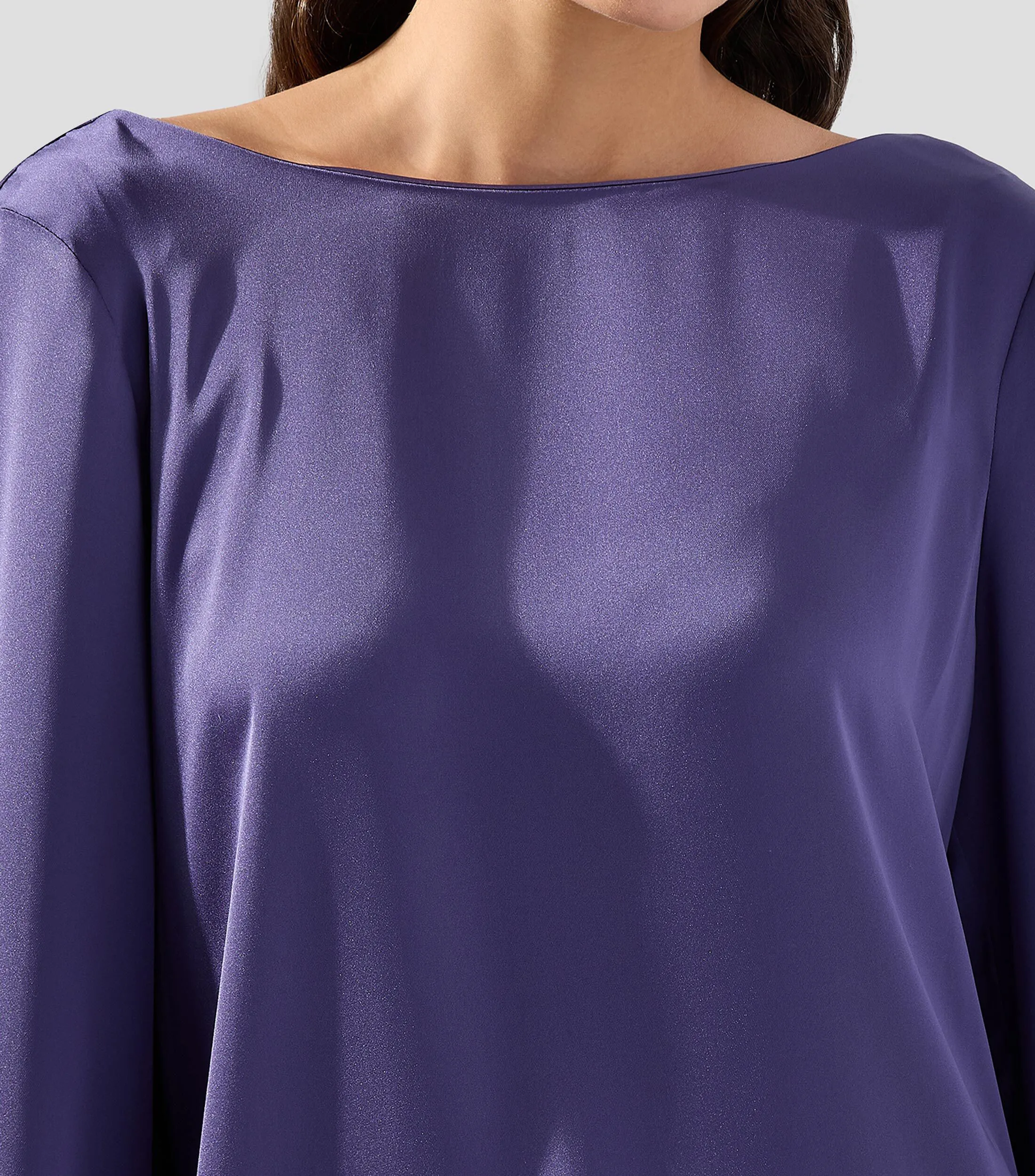 BCBGMAXAZRIA Blusa lisa de manga larga Mujer