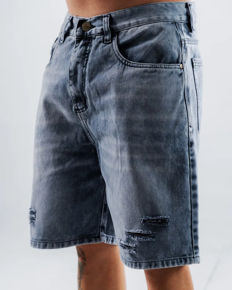 Bermuda Regular Para Hombre Azul Con Rotos