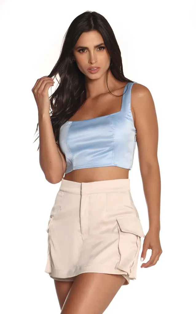 Blusa Azul Celeste Cropped
