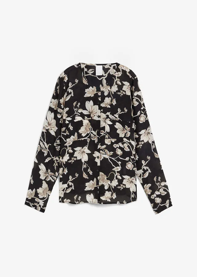 BLUSA NEGROGRIS GUIJARRO DE FLORES