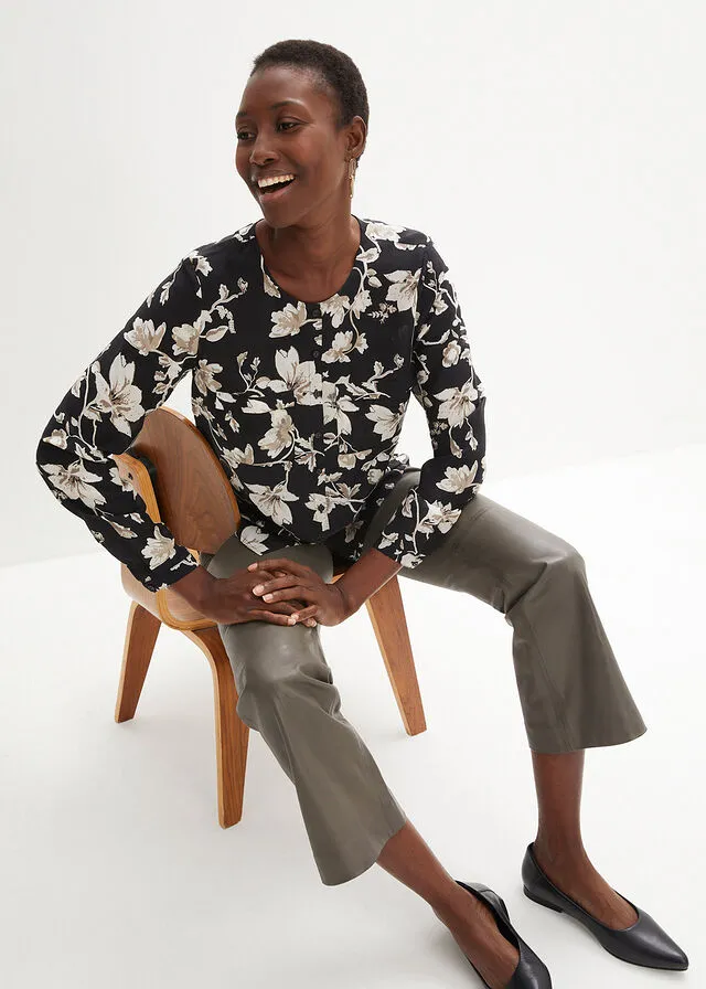 BLUSA NEGROGRIS GUIJARRO DE FLORES