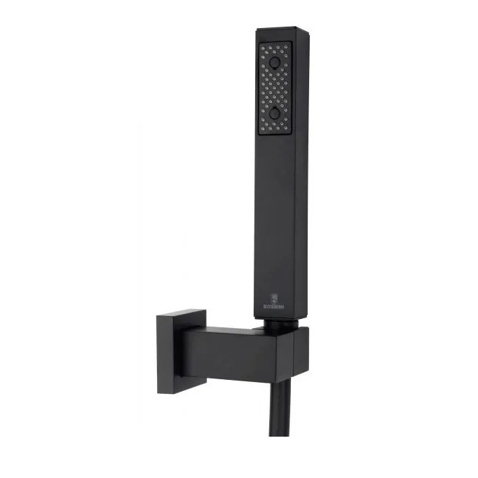 BOSSINI CUBE SET DUCHA CON SOPORTE DE PARED ORIENTABLE Y FLEXIBLE NEGRO MATE