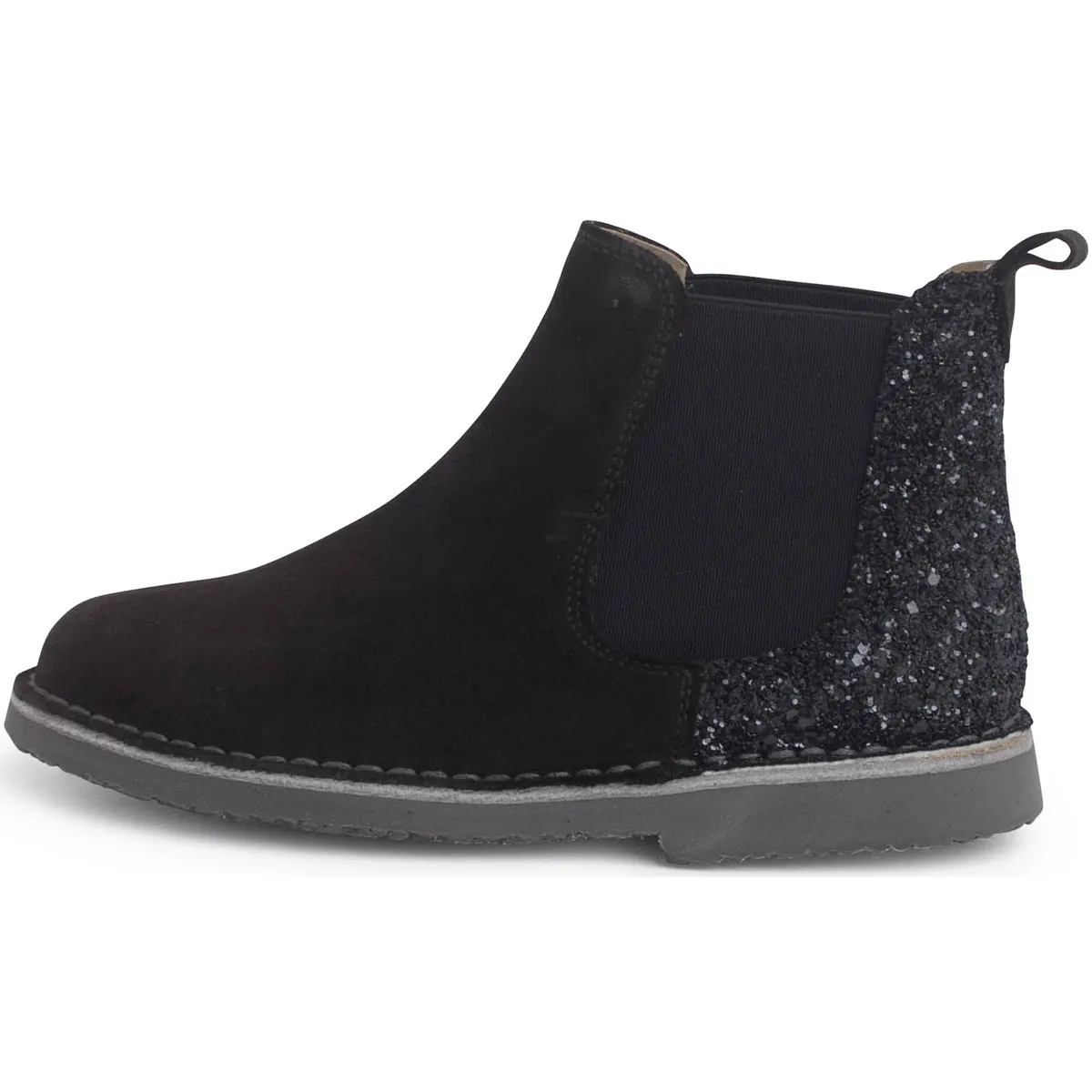 Botines Niña Serraje con talonera glitter