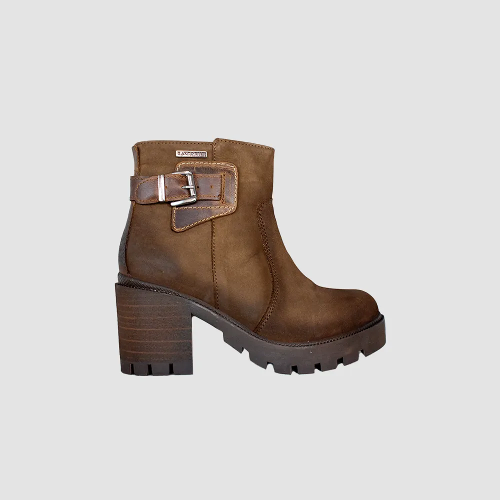 BOTINES PARA MUJER MUNIL CUERO CAFE