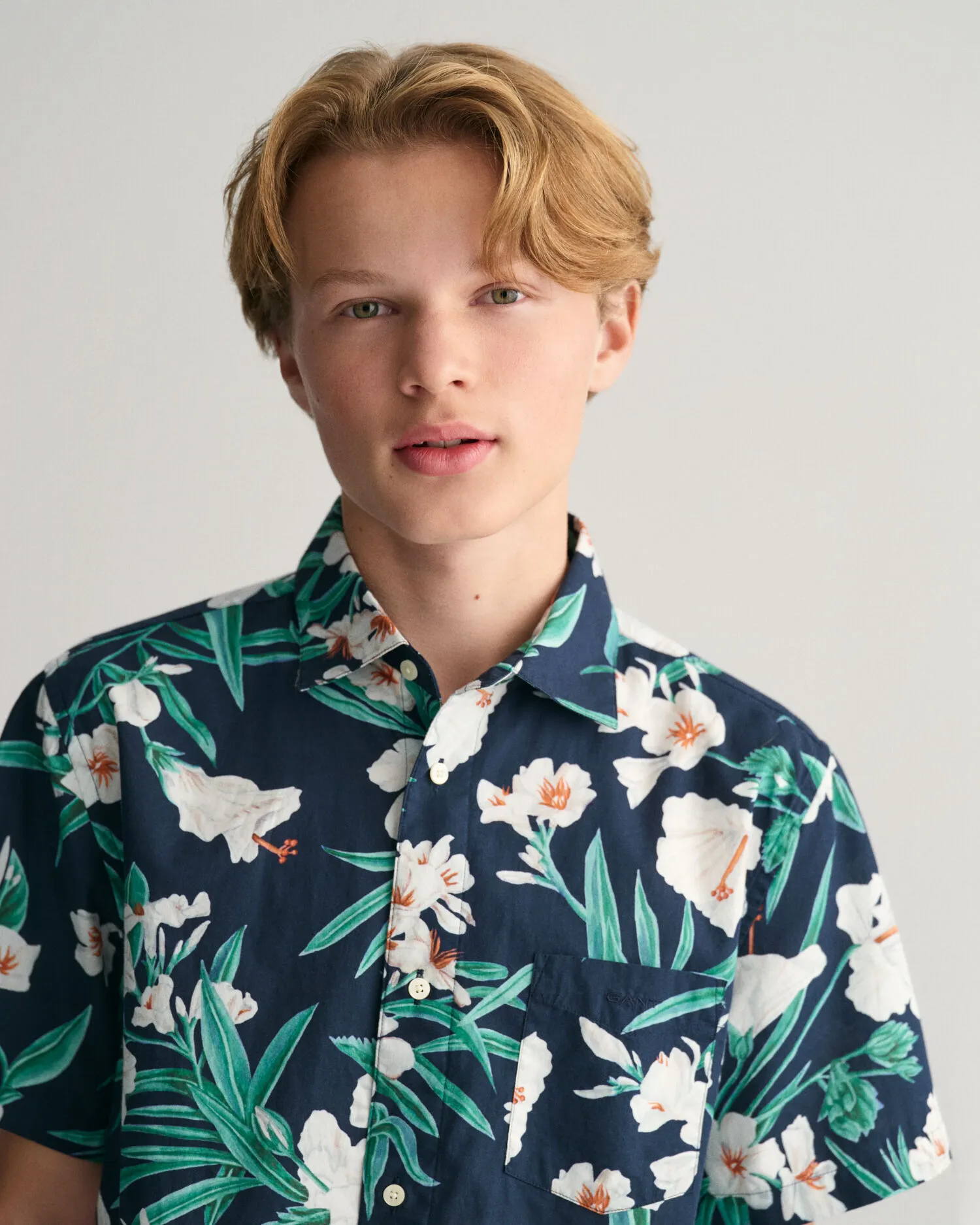 Camisa de manga corta de algodón con estampado de adelfas Teens