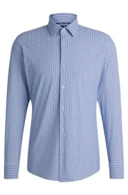 Camisa slim fit en material técnico elástico estampado