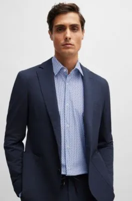 Camisa slim fit en material técnico elástico estampado