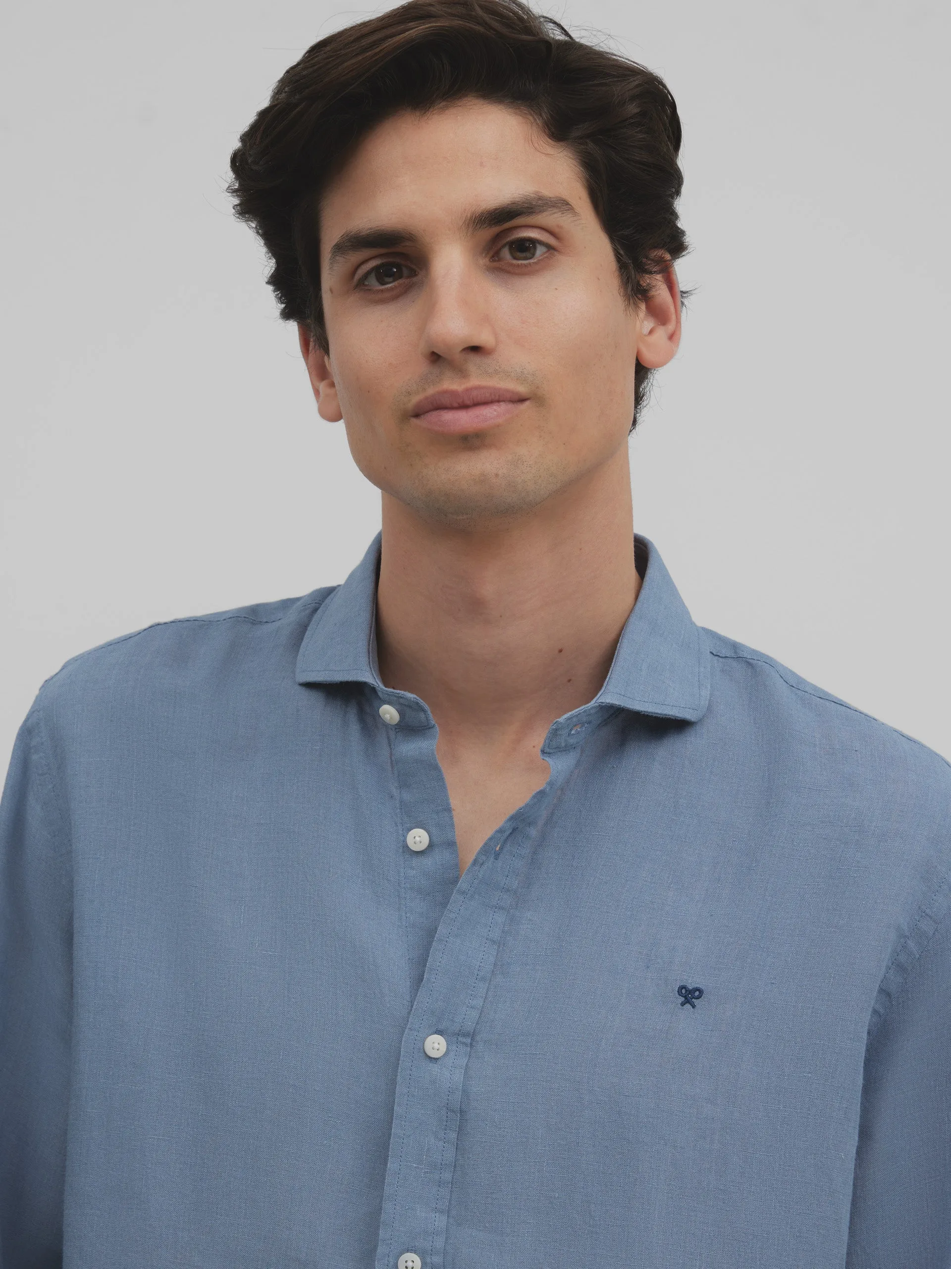 Camisa sport linen azul indigo