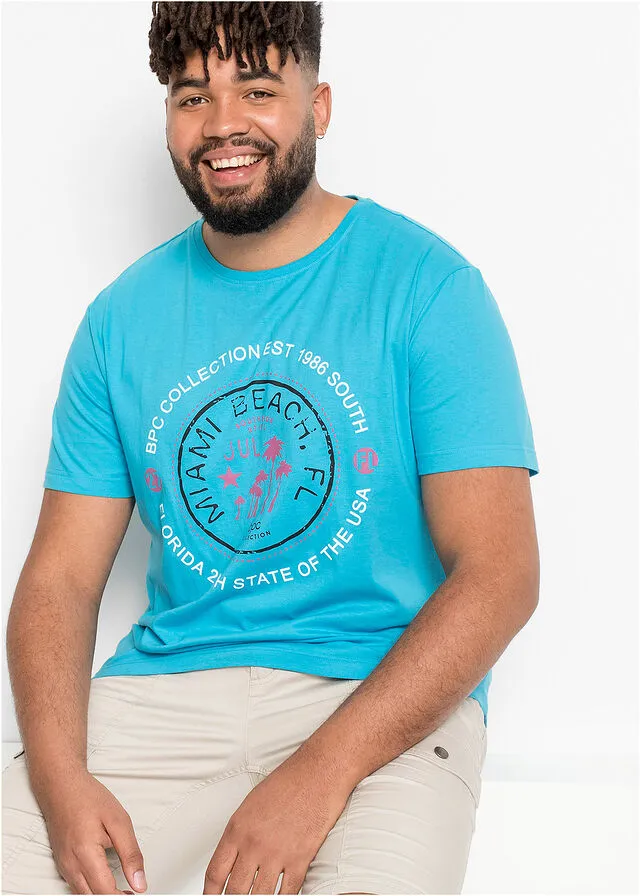 Camiseta (2 unidades) Turquesa estampado + azul oscuro
