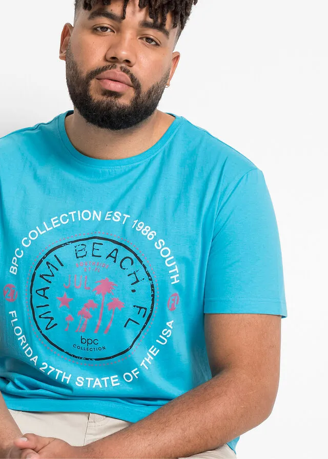 Camiseta (2 unidades) Turquesa estampado + azul oscuro