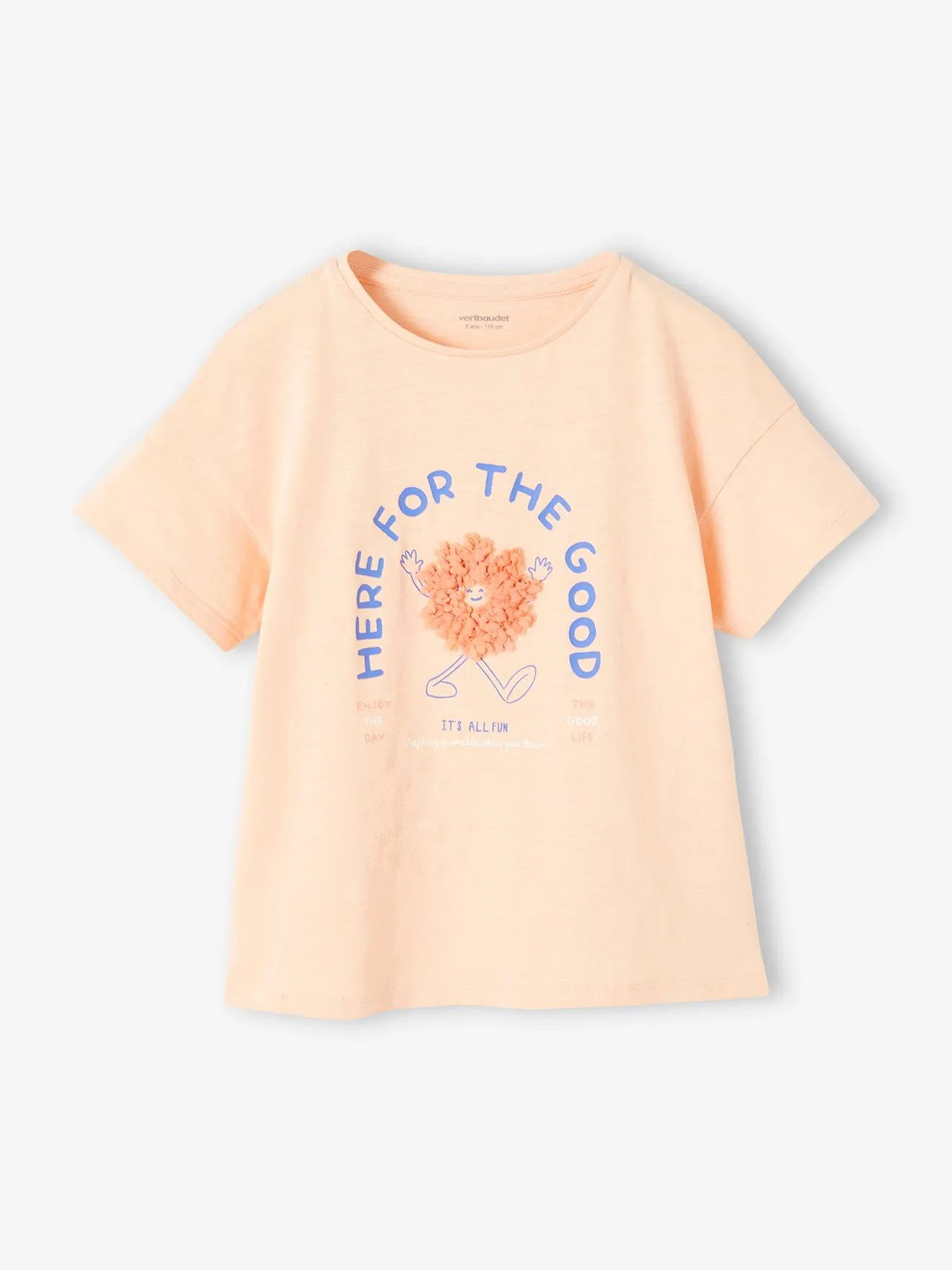Camiseta con motivo con flecos y detalles irisados para niña