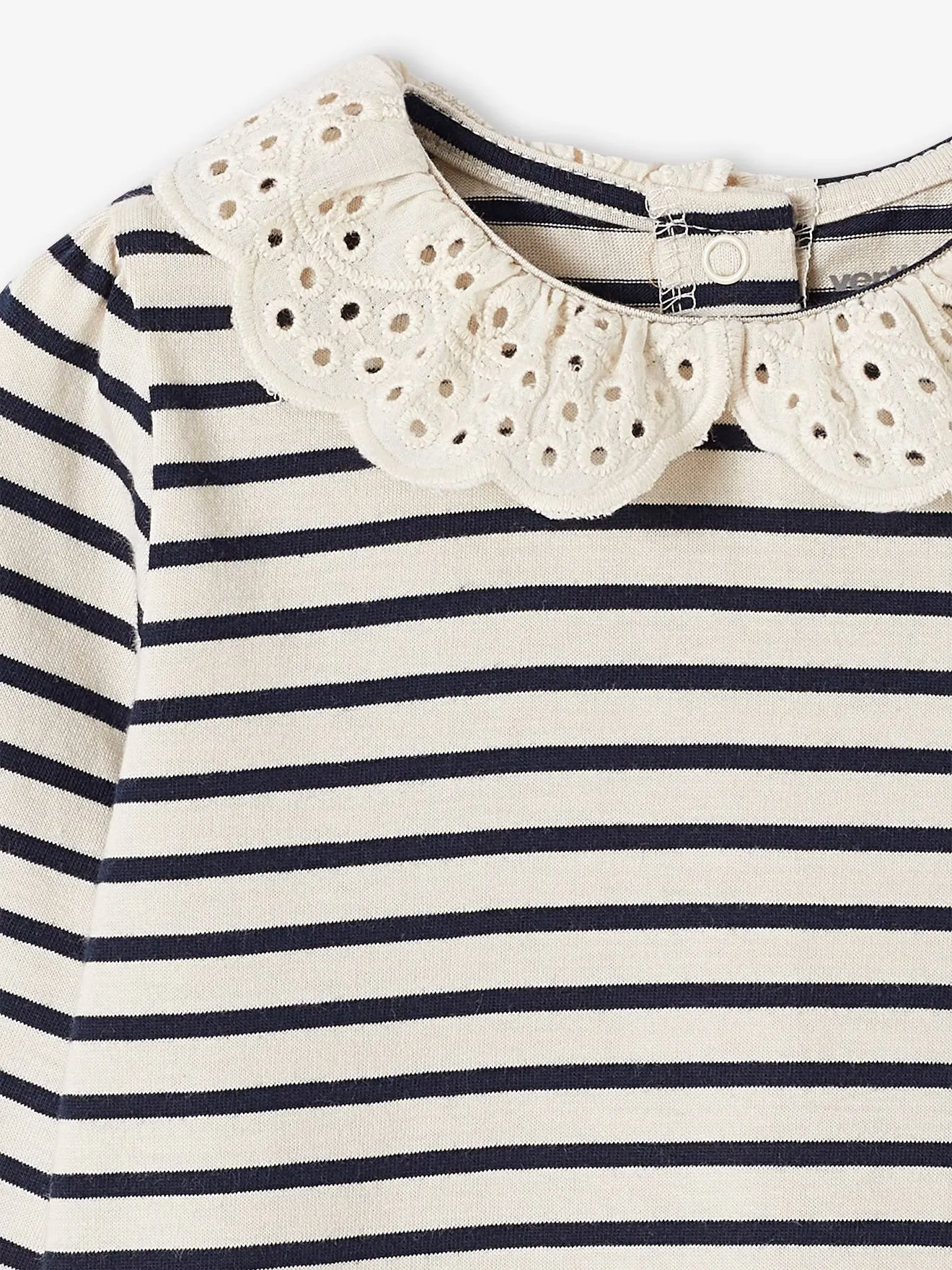 Camiseta de manga larga con cuello bordado, bebé