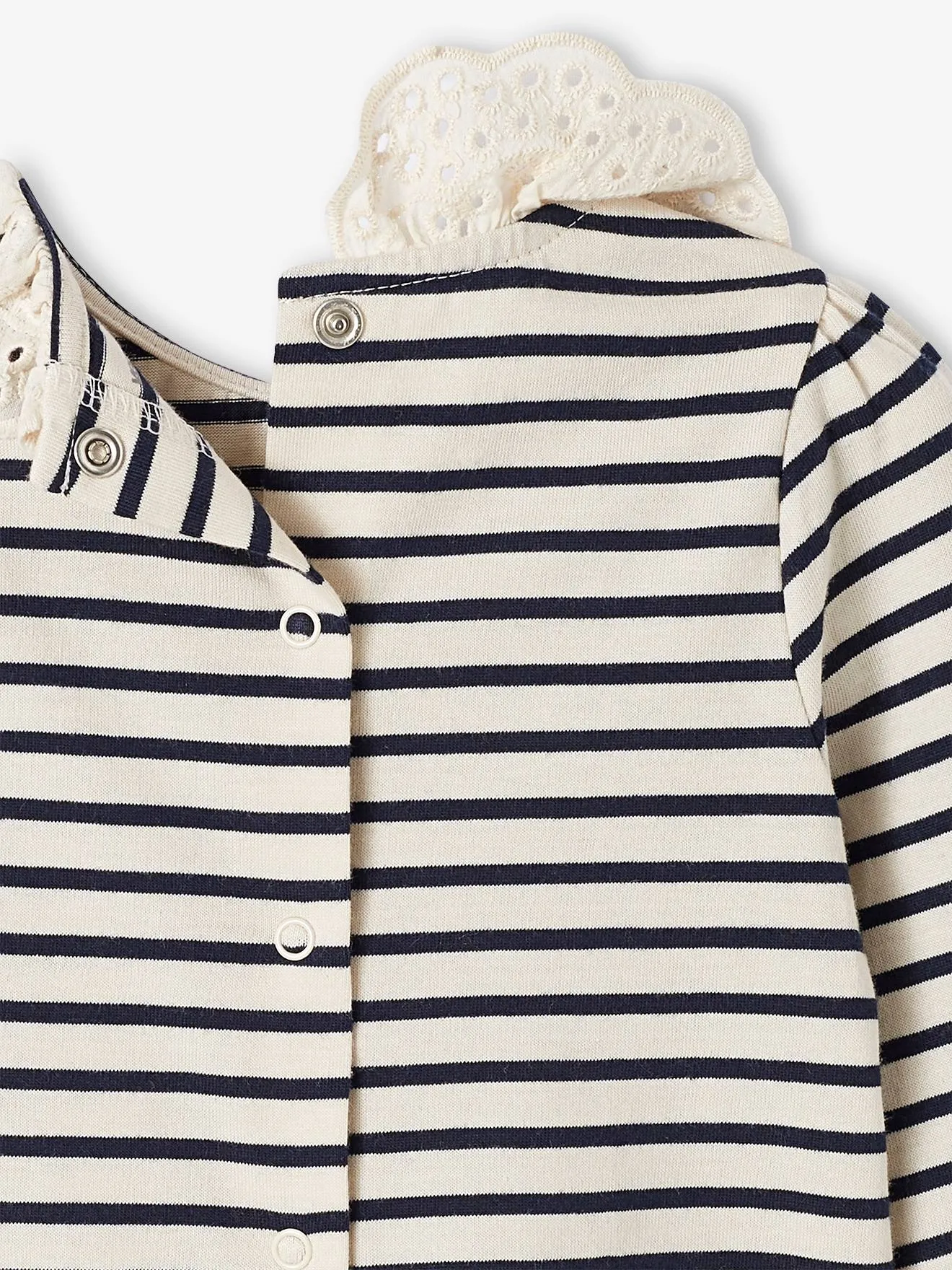 Camiseta de manga larga con cuello bordado, bebé