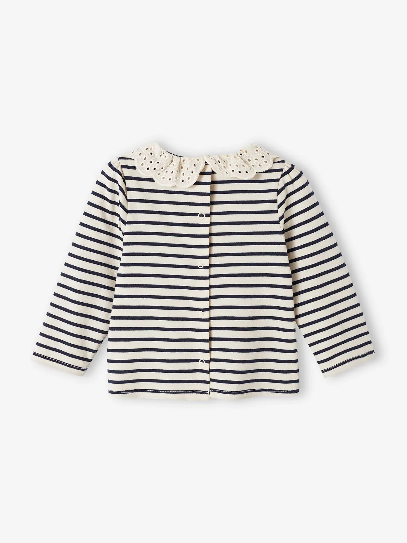 Camiseta de manga larga con cuello bordado, bebé