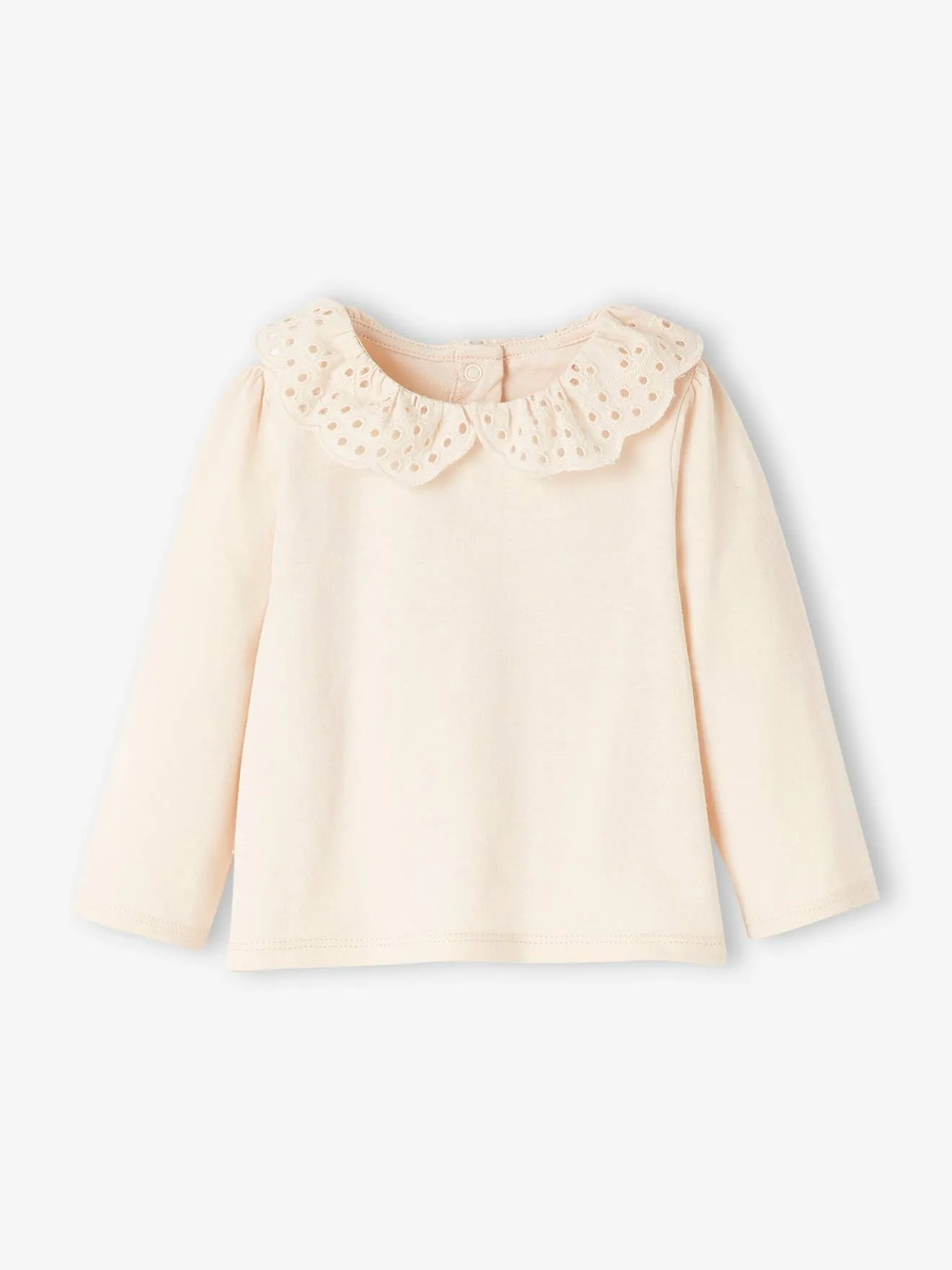 Camiseta de manga larga con cuello bordado, bebé