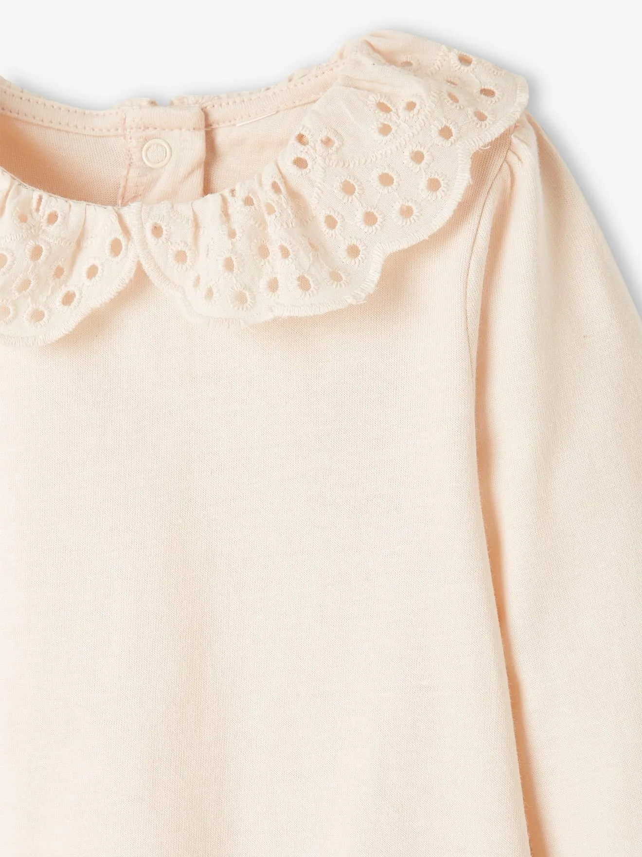 Camiseta de manga larga con cuello bordado, bebé