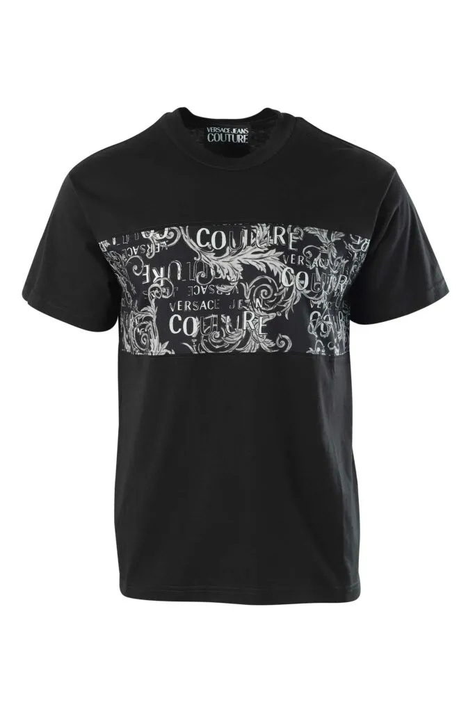 Camiseta gris con maxilogo franja barroco