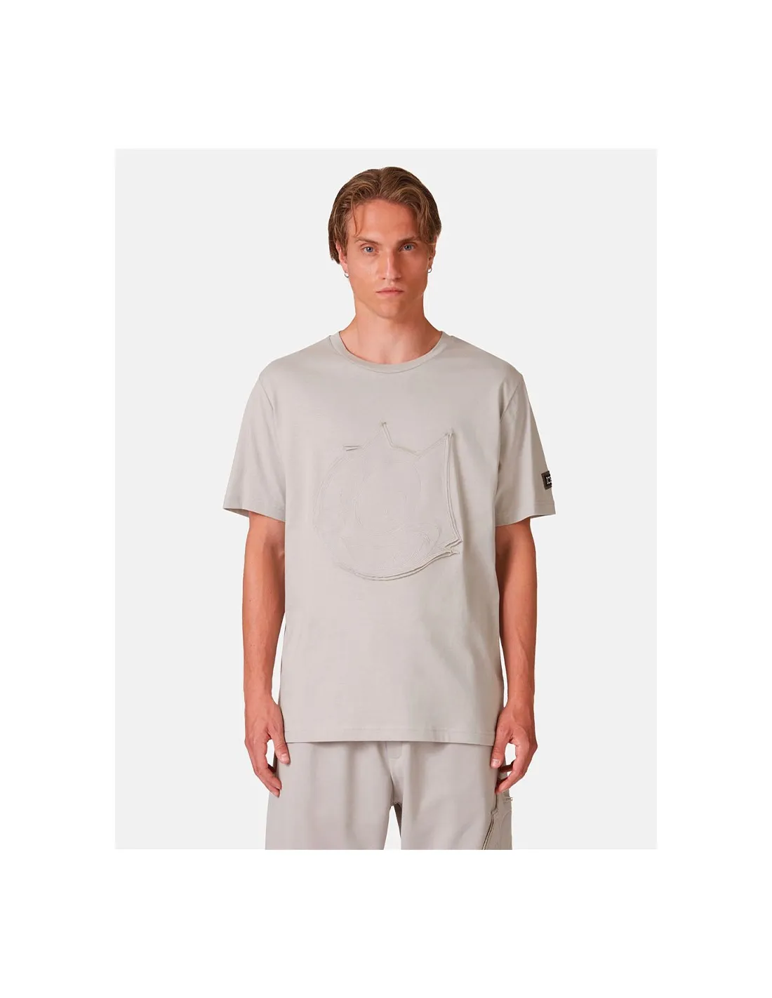 Camiseta gris con parche de gato Félix