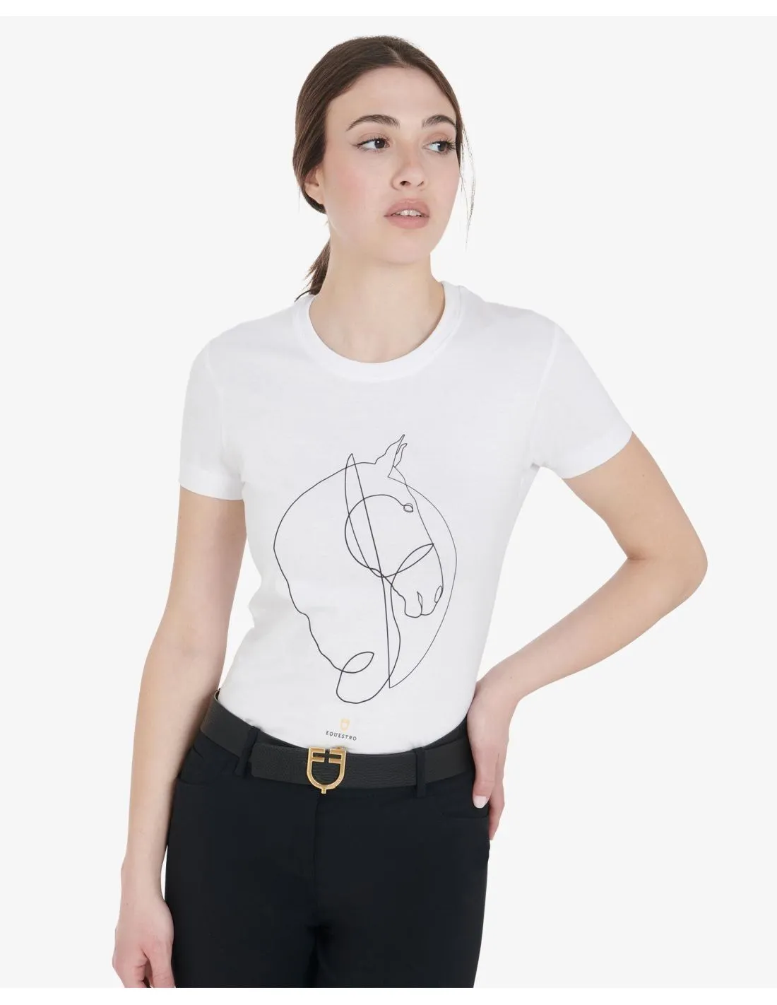 CAMISETA MUJER SLIM FIT DIBUJO CABALLO EQUESTRO