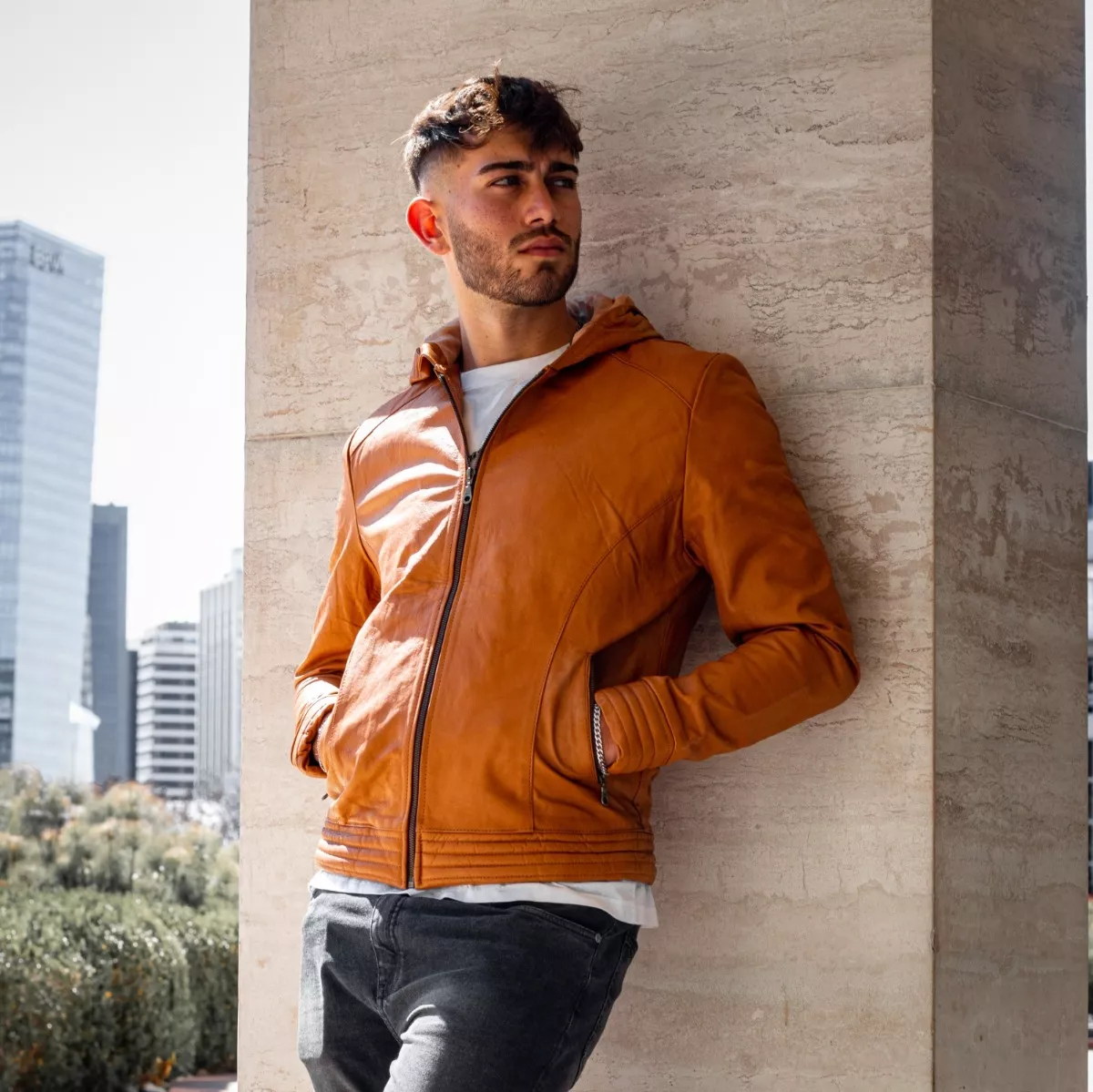 Campera De Cuero Vacuno 100% Legitimo De Hombre Con Capucha 