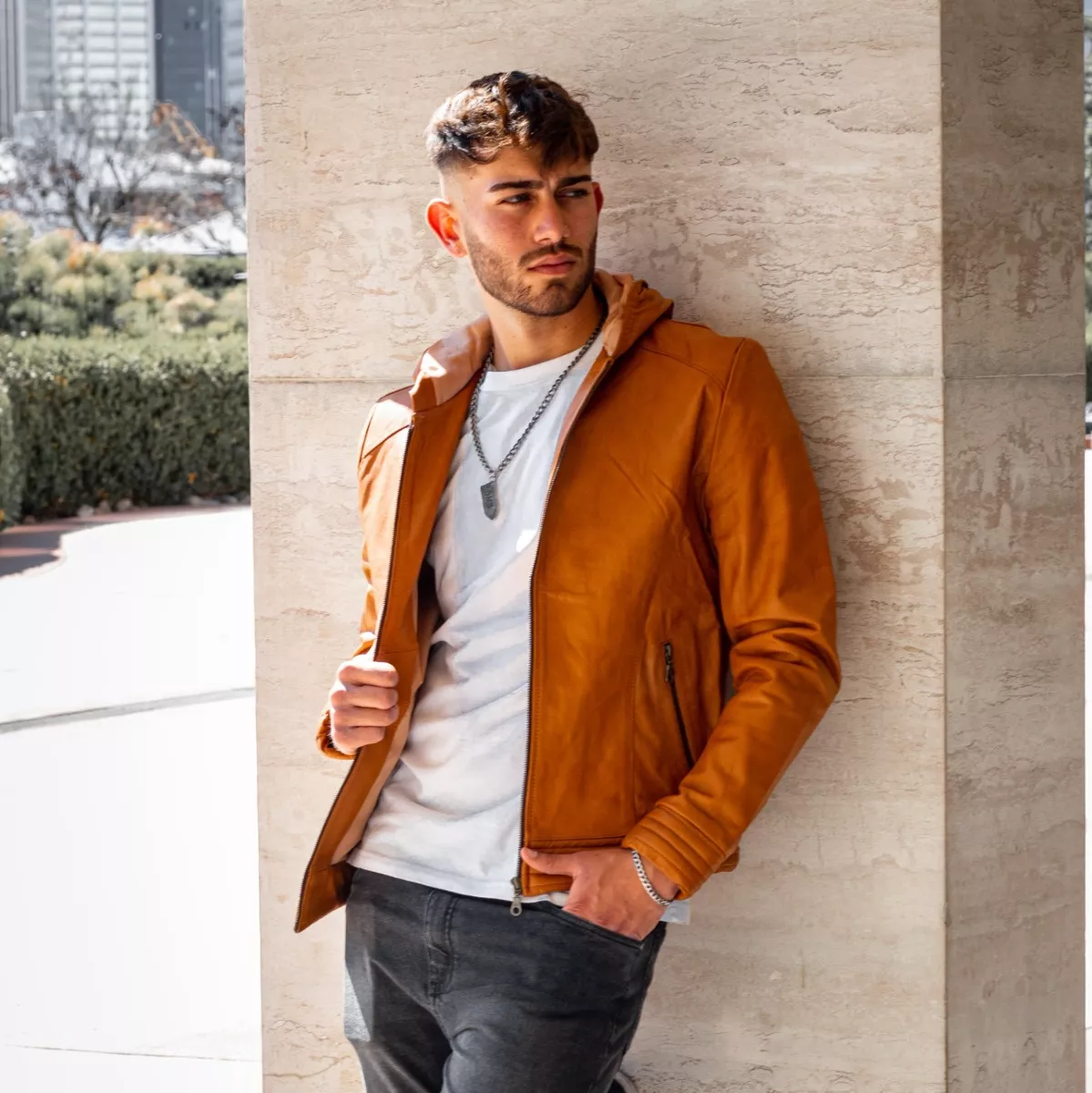 Campera De Cuero Vacuno 100% Legitimo De Hombre Con Capucha 