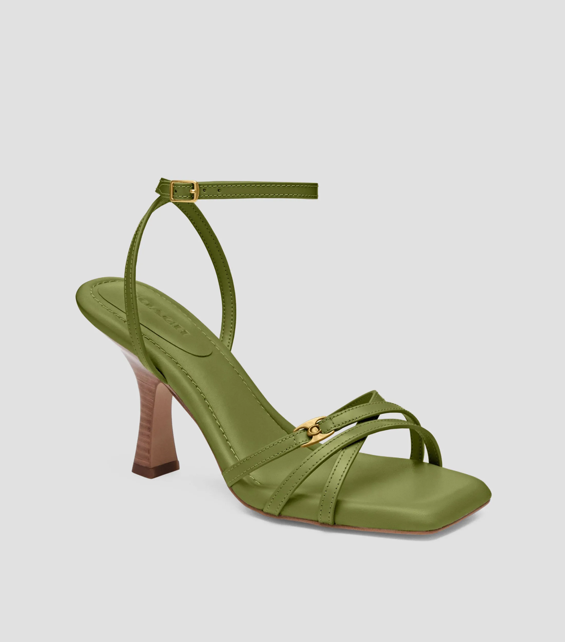 Coach Sandalias de pulsera Kelsey con tacón alto en piel Mujer