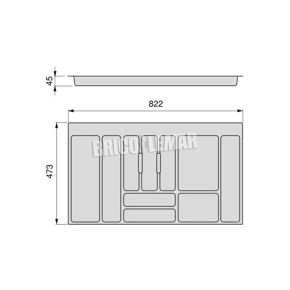 Cubertero Optima para cajón de cocina Vertex/Concept 500 módulo 900mm tablero 16mm blanco Emuca