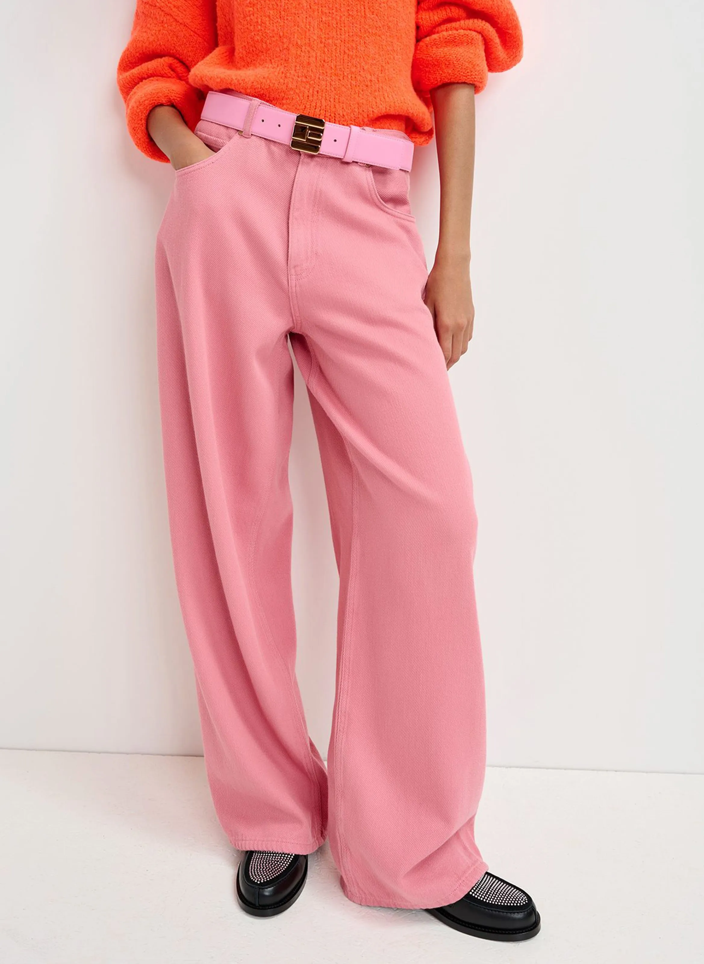 ESSENTIEL ANTWERP GINORMOUS  VAQUERO ANCHO DE ALGODóN EN ROSA