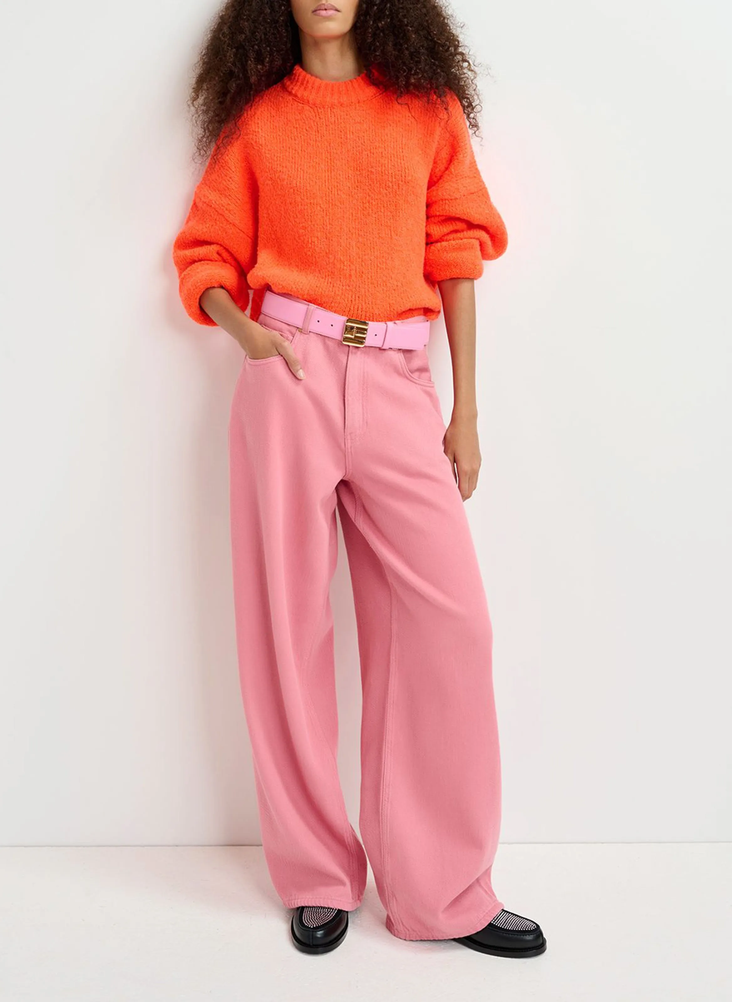 ESSENTIEL ANTWERP GINORMOUS  VAQUERO ANCHO DE ALGODóN EN ROSA