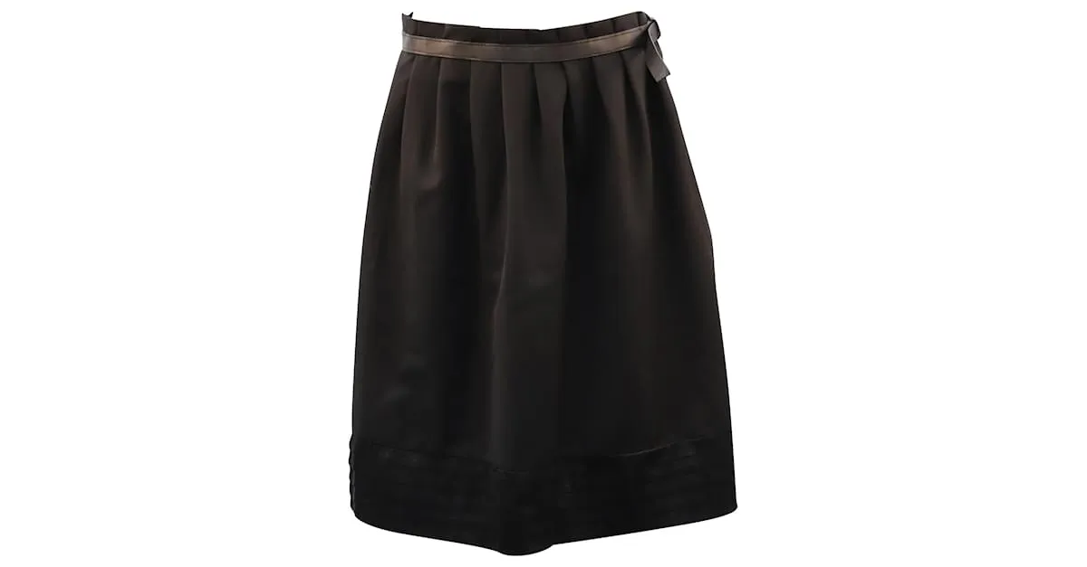 Falda plisada con cinturón en lana negra de Viktor & Rolf Negro 