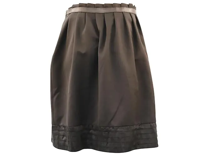 Falda plisada con cinturón en lana negra de Viktor & Rolf Negro 