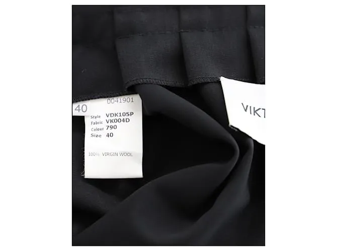 Falda plisada con cinturón en lana negra de Viktor & Rolf Negro 