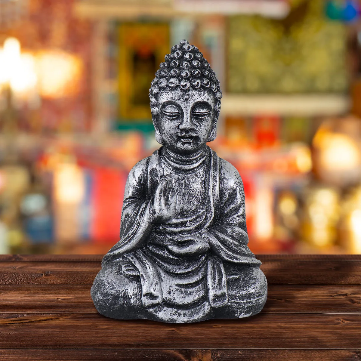 Figura Decorativa de Buda Meditando, color Plata