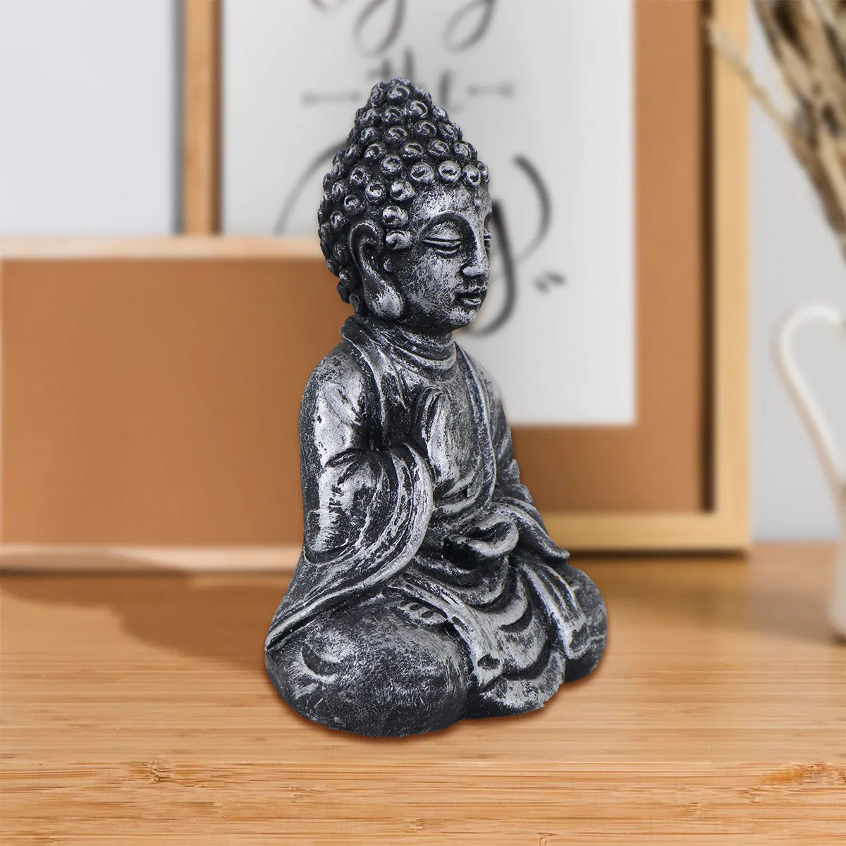 Figura Decorativa de Buda Meditando, color Plata