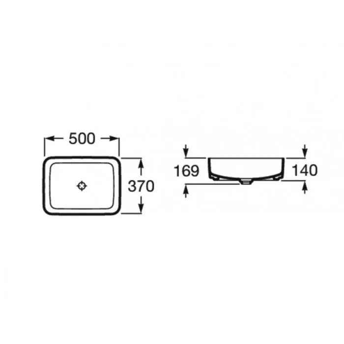Lavabo de sobre encimera fineceramic onox 50x37cm Inspira Square Roca