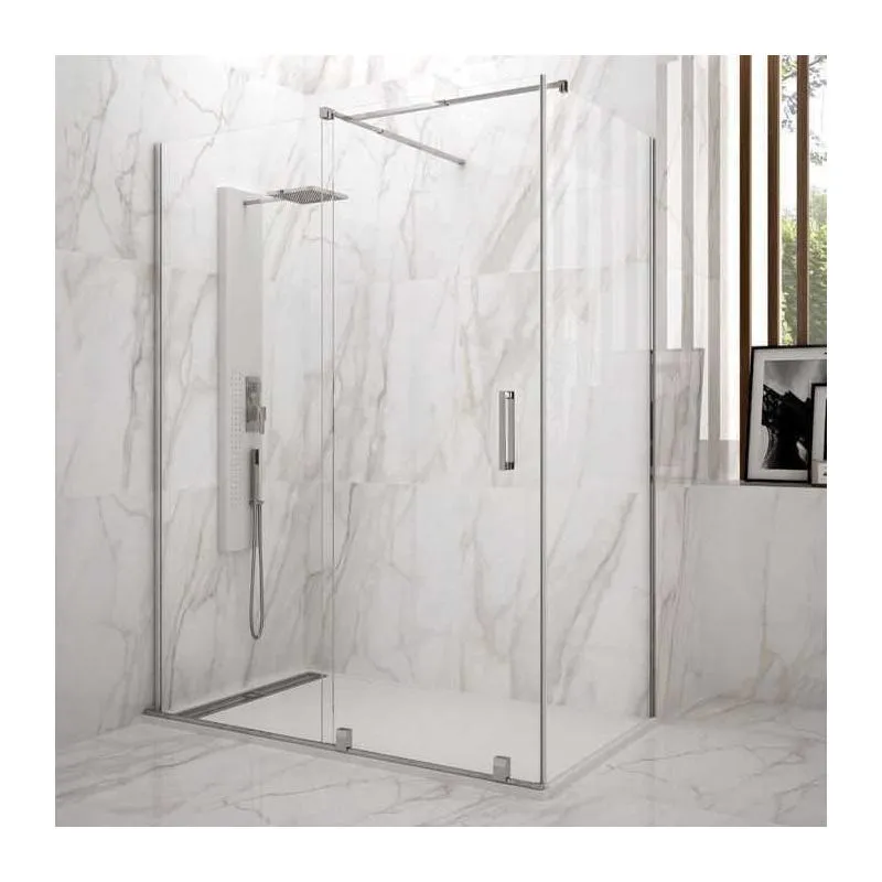 Mampara de ducha Vitro frontal 2 fijos + 1 corredera 180x80x196 GME