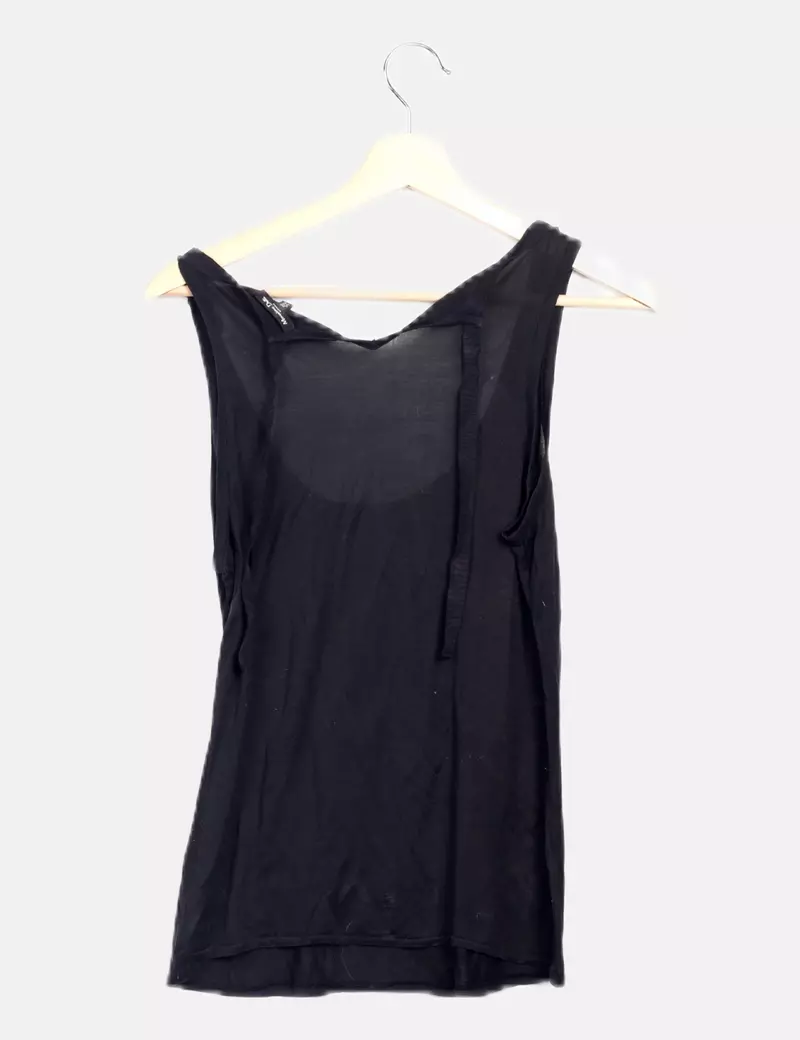 Massimo Dutti Blusa negra abalorios