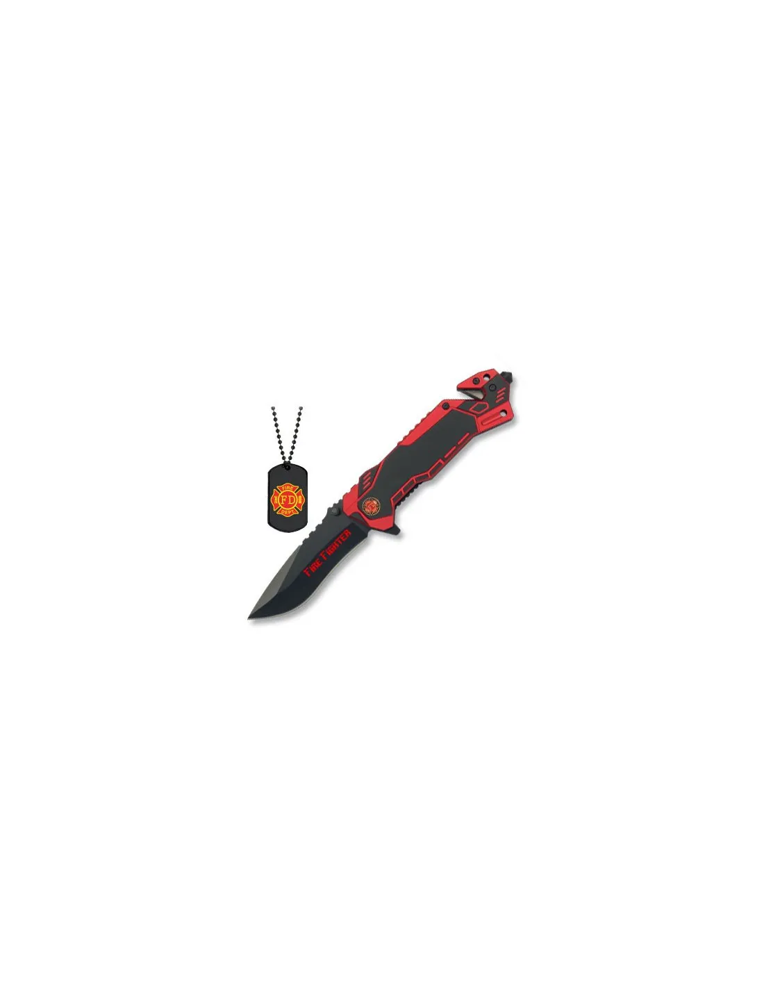 Navaja de rescate Fire Fighter con chapa identificadora