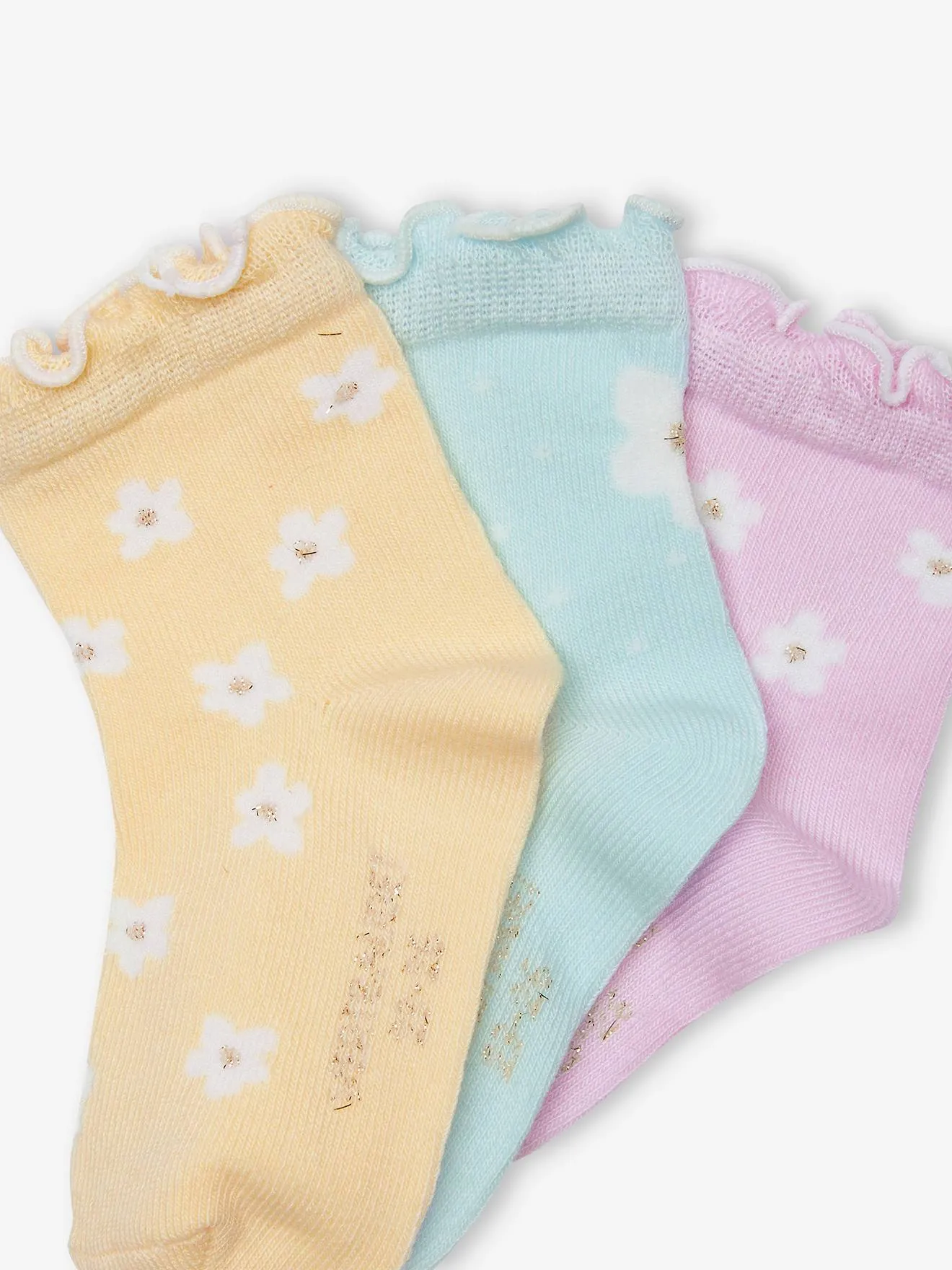 Pack de 3 pares de calcetines «Margaritas» para bebé niña