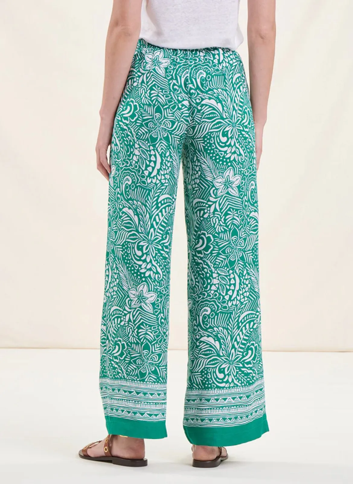 Pantalón ancho estampado en verde